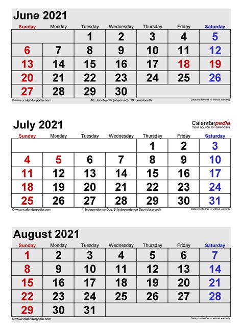 June July August 2021 Calendar Pdf